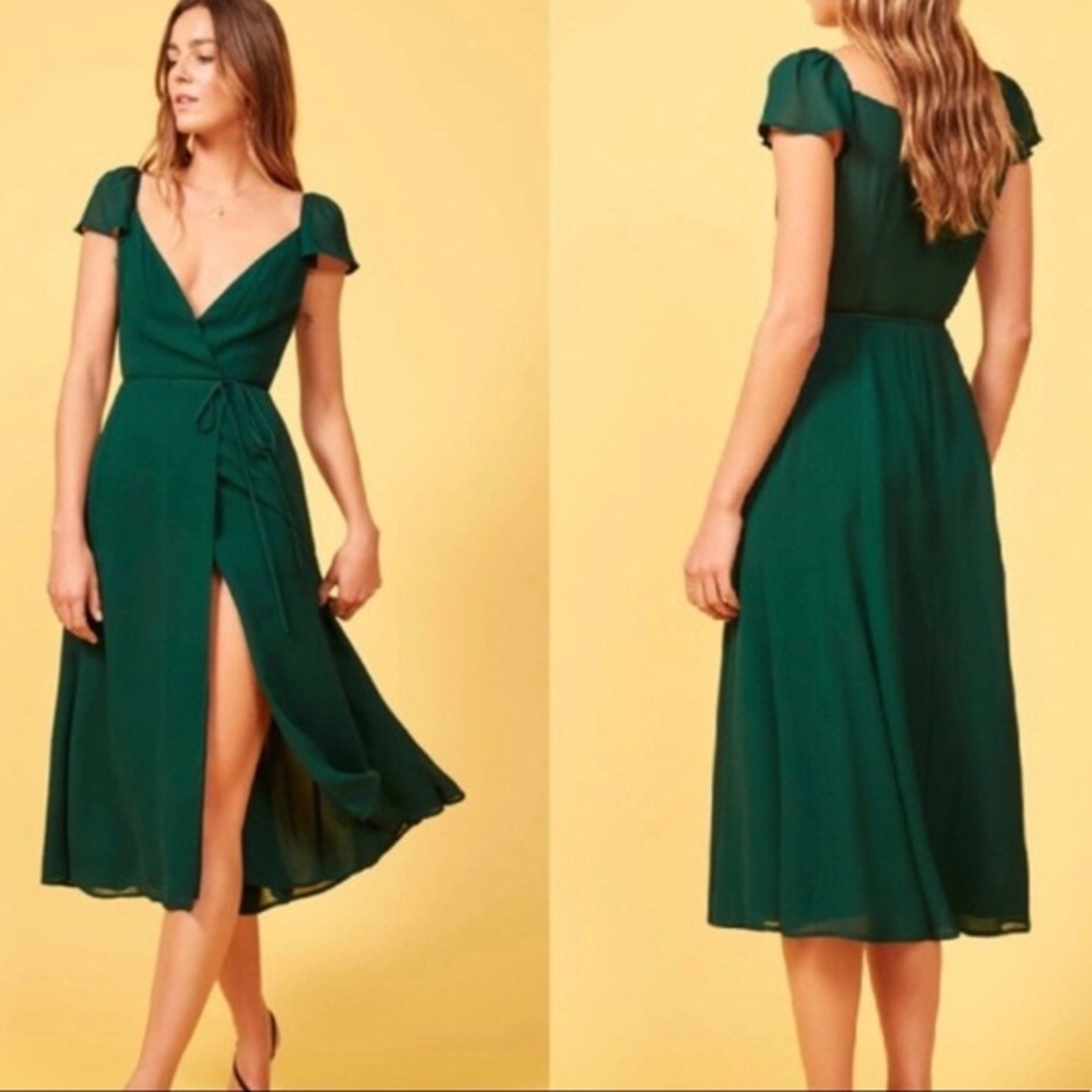 Reformation piper dress medium emerald